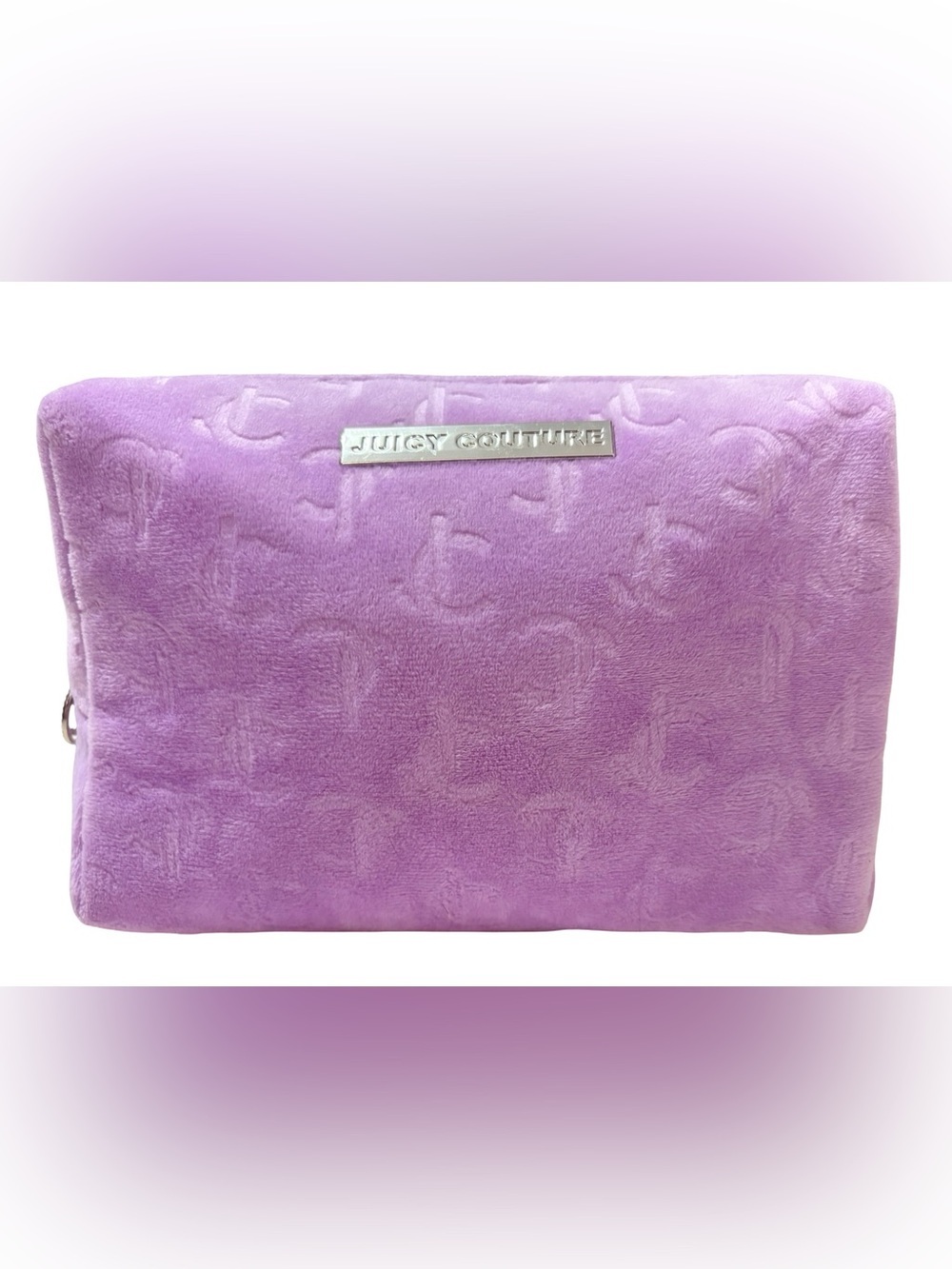 Juicy Couture Lavender Plush Embossed Cosmetic Makeup Bag